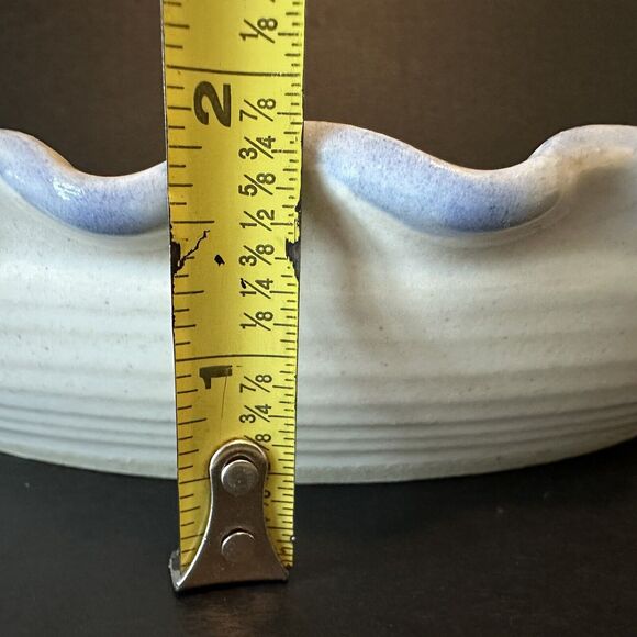 Stoneware Pie Plate Vintage Blue/Gold Iris flowers Fluted Glazed Edges Blue Trim - Picture 9 of 9